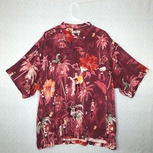 Tommy Bahama Shirt Mens XXL Cool Yule Hawaiian Christmas Pinup Girl Silk Martini
